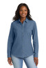 Women's Long Sleeve Value Denim Shirt on model