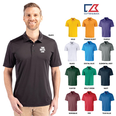 Mens Cutter & Buck Textured Stretch Short Sleeve Polo (CM)