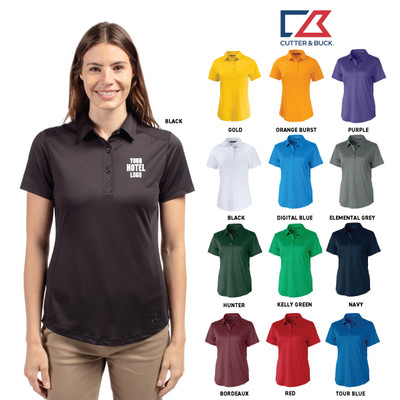 Ladies Cutter & Buck Textured Stretch Short Sleeve Polo (CM)