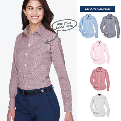 Women's Crown Collection® Gingham Check Woven Dress Shirt