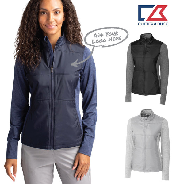 Cutter & Buck Stealth Hybrid Quilted Womens Full Zip Windbreaker Jacket