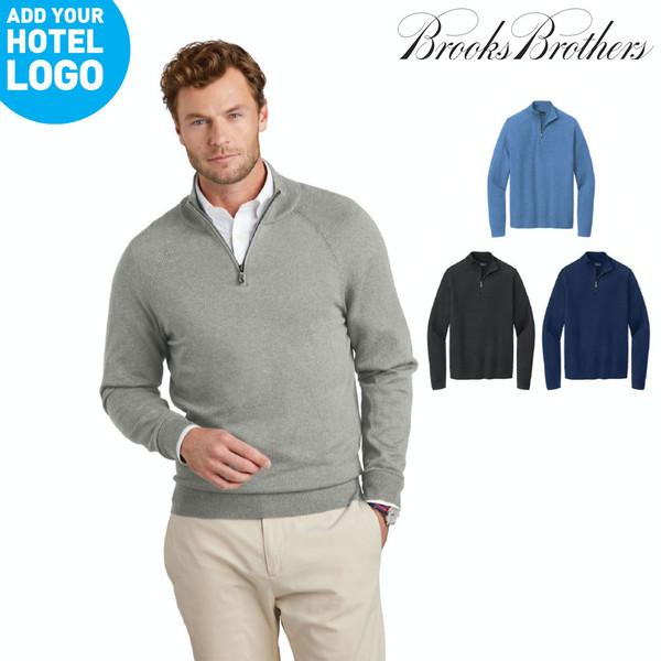 Mens Brooks Brothers® Cotton Stretch 1/4-Zip Sweater (ODE)