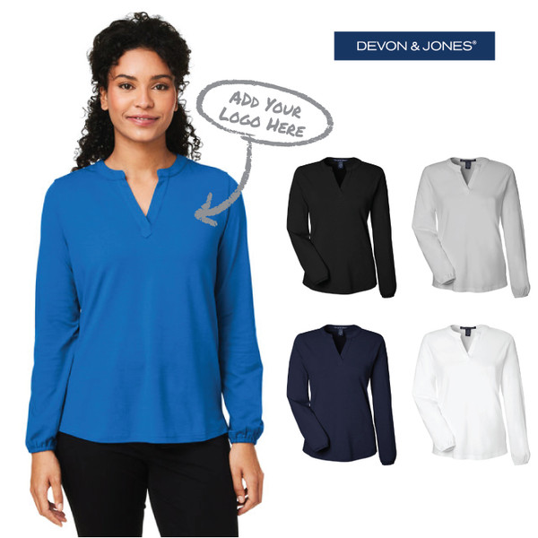 Devon & Jones Ladies' Raleigh Half-Placket Knit Top