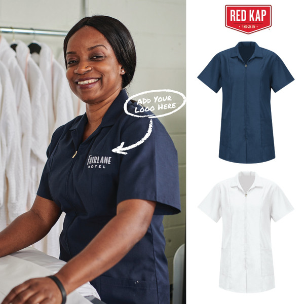 hotel employee wearing Women's Zip Front Smock