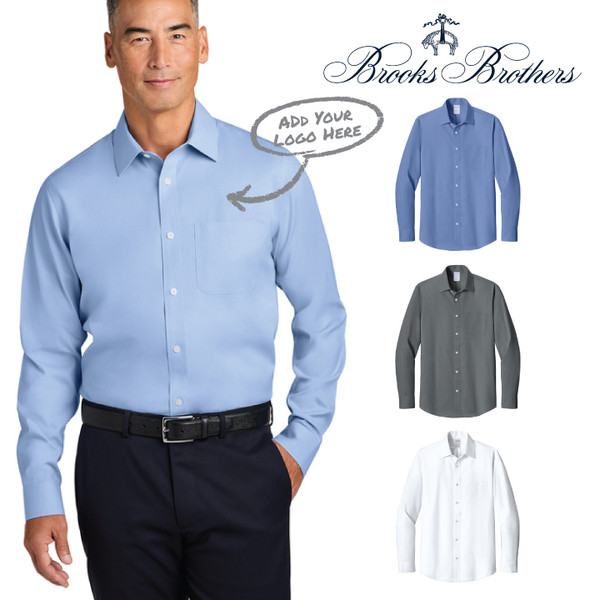 Brooks Brothers® Wrinkle-Free Stretch Pinpoint Spread Collar Shirt