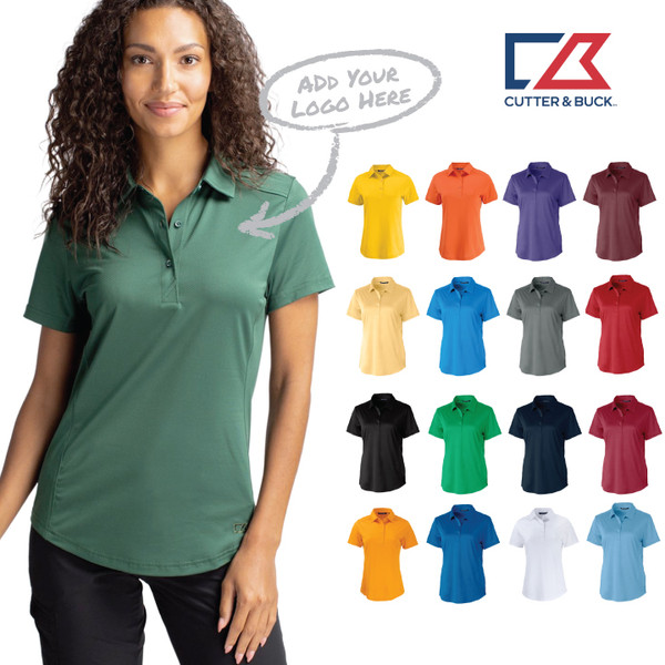 Ladies Cutter & Buck Textured Stretch Short Sleeve Polo