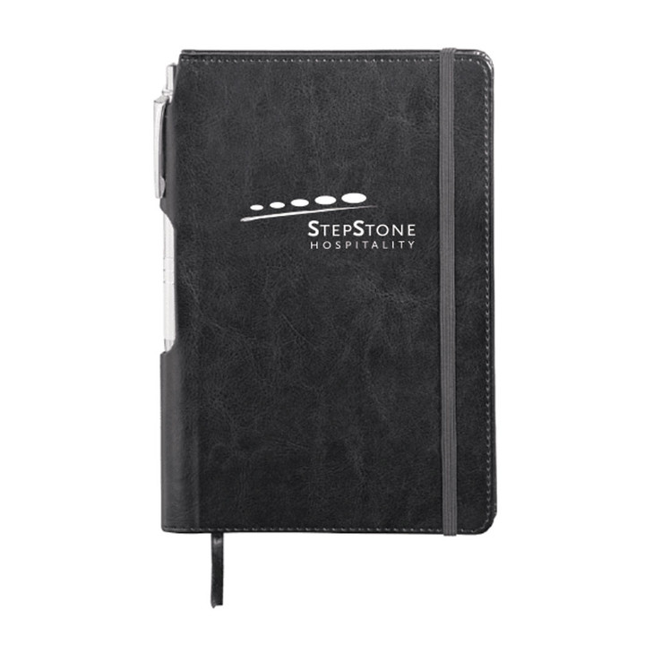 StepStone Hospitality 6 x 8.5 Inch Viola Bound Notebook with Pen (CM)