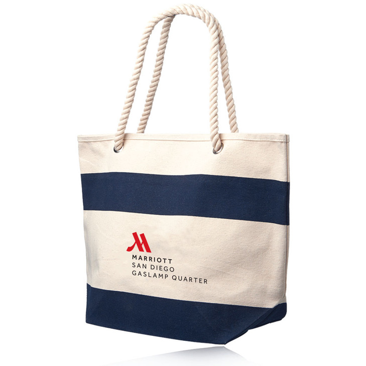 Striped Canvas Tote Bags with Rope Handles (CM)