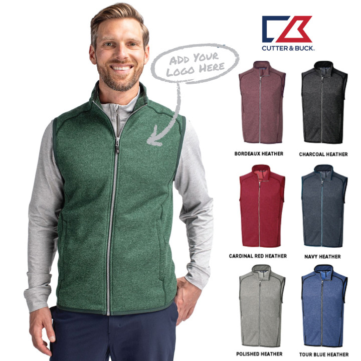 Mens Cutter & Buck Mainsail Sweater-Knit Full Zip Vest (CM)
