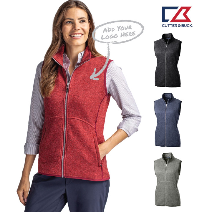 Ladies Cutter & Buck Mainsail Sweater-Knit Full Zip Vest (CM)