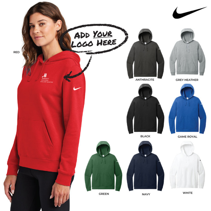 Ladies Nike® Club Fleece Sleeve Swoosh Pullover Hoodie (OD)