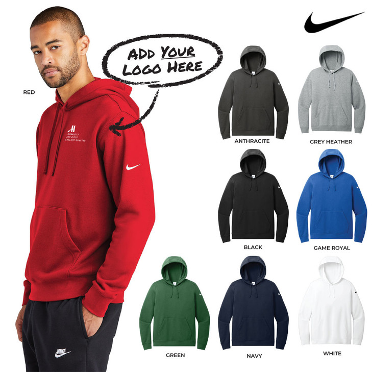 Mens Nike® Club Fleece Sleeve Swoosh Pullover Hoodie (OD)