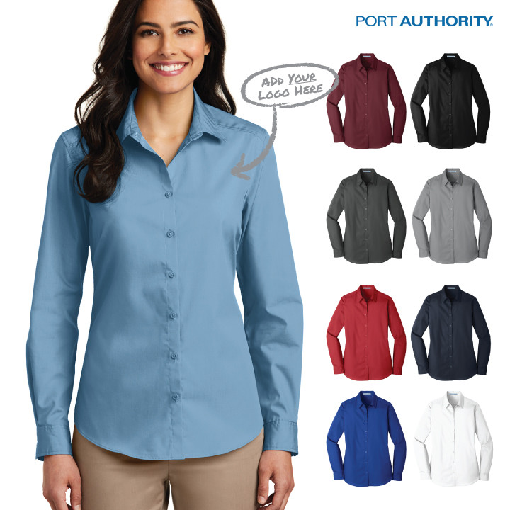 Women's Long Sleeve Carefree Poplin Shirt (ODE)