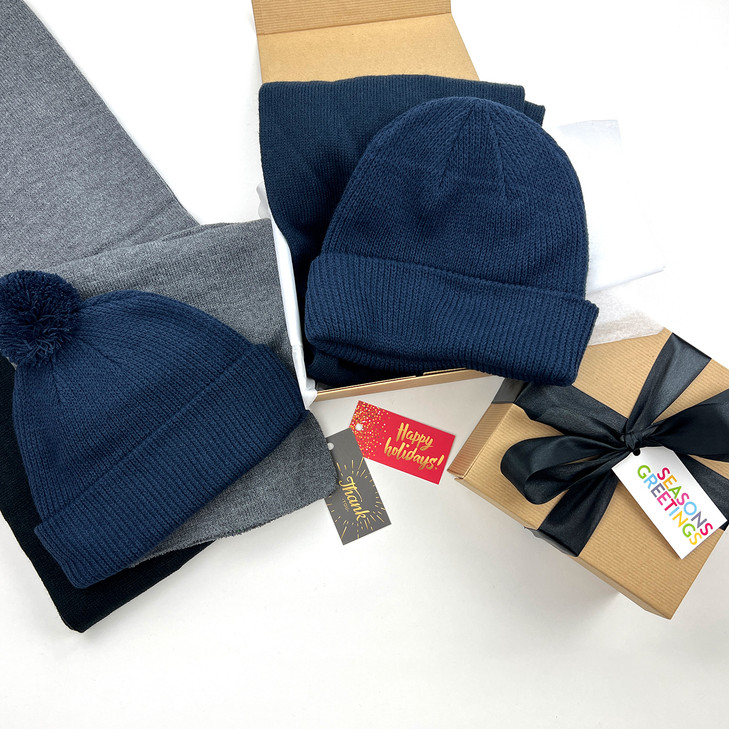 Pom Knit Beanie & Scarf Gift Box