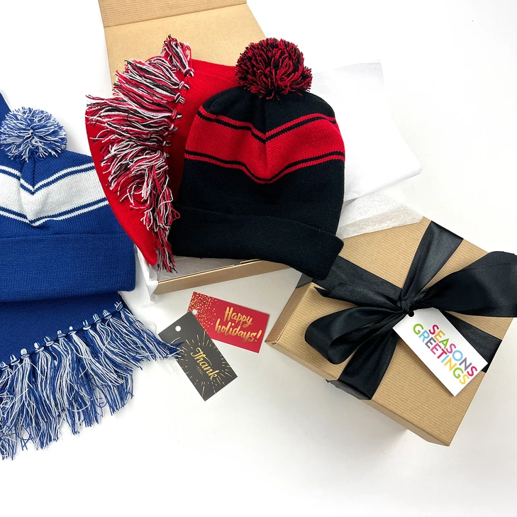 Stripe Pom Beanie & Scarf Gift Box