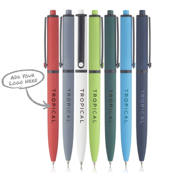 Solid Rubber Coated Plastic Ballpoint Pen
