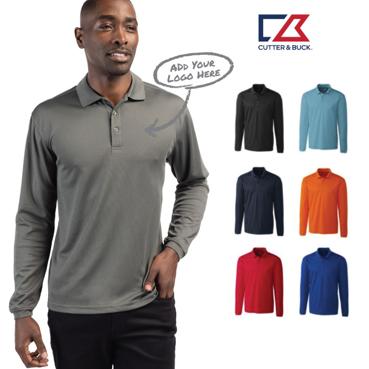 Clique Spin Eco Performance Pique Long Sleeve Mens Polo