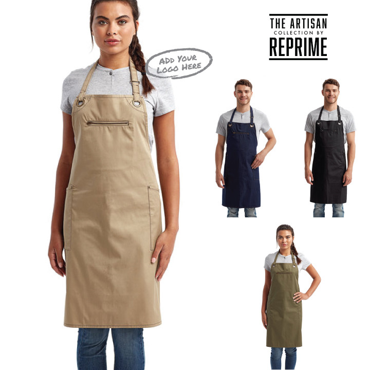 Unisex ‘Barley’ Contrast Stitch Recycled Bib Apron