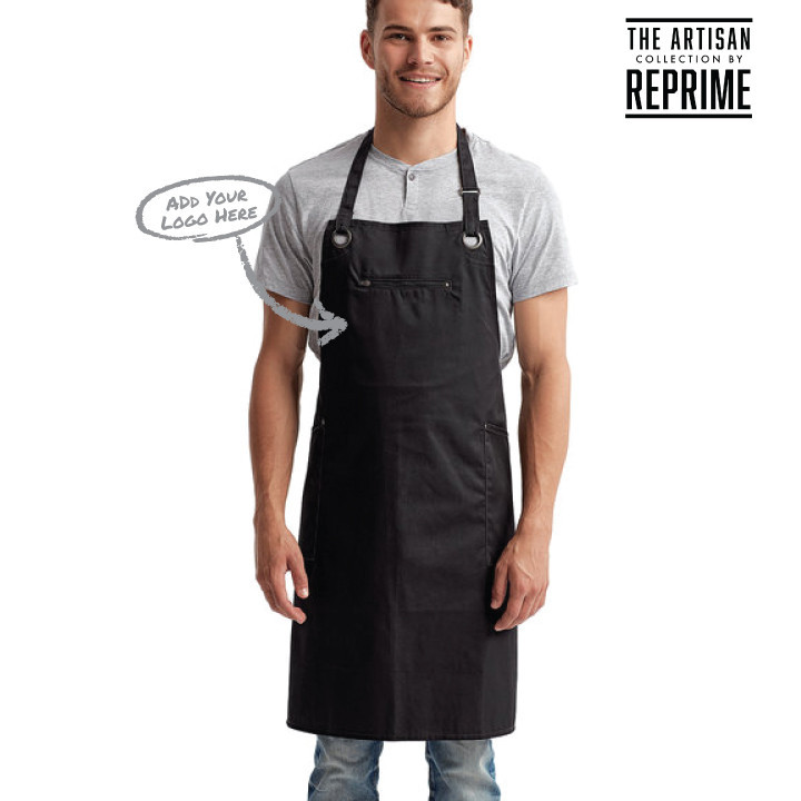 Unisex ‘Barley’ Contrast Stitch Recycled Bib Apron (Pacifica)
