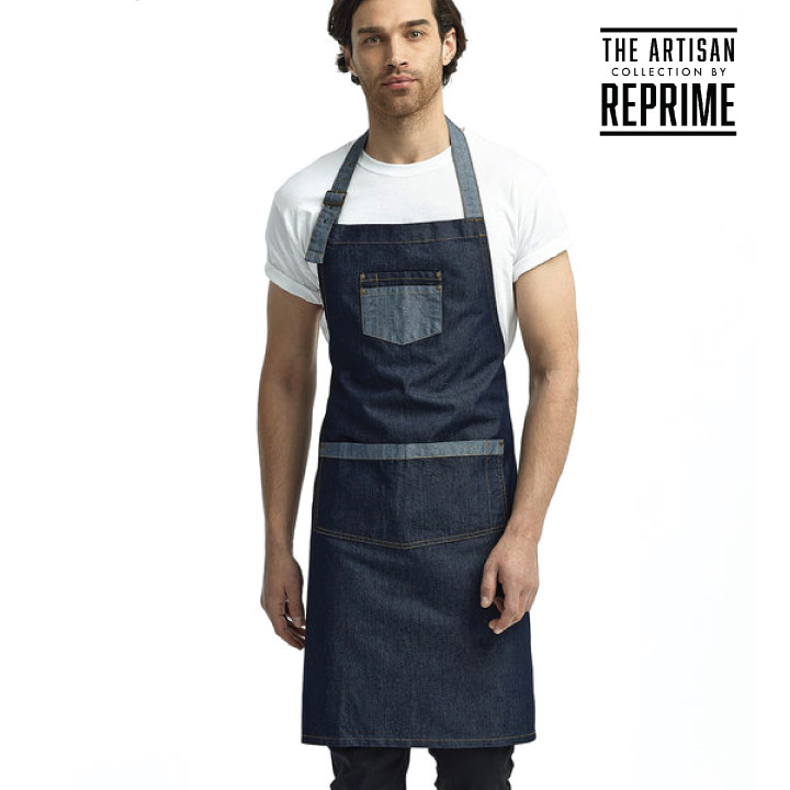 Unisex Domain Contrast Denim Bib Apron