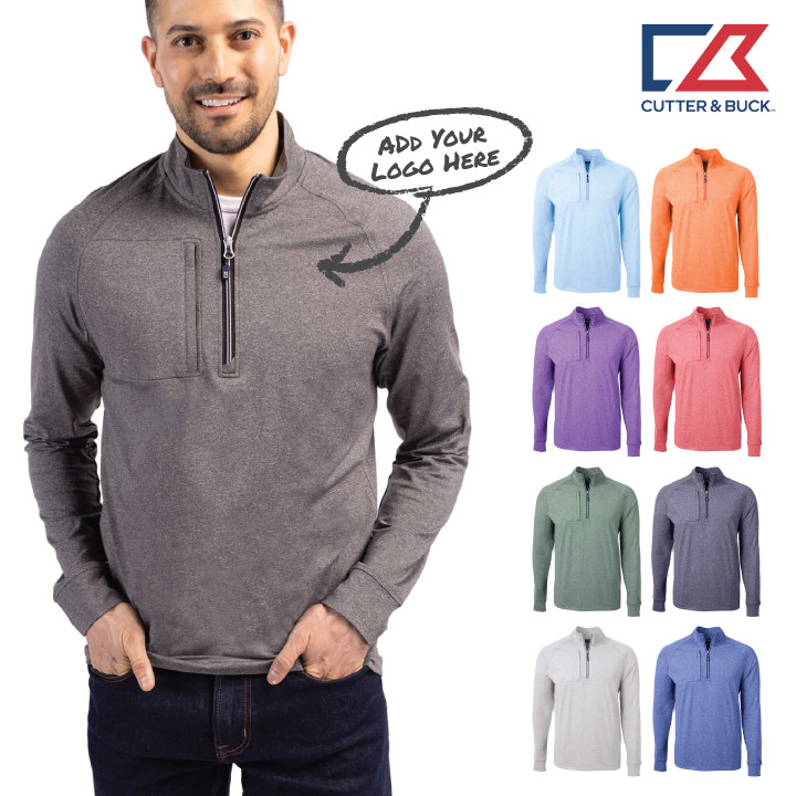 Cutter & Buck Adapt Eco Knit Heather Mens Quarter Zip Pullover