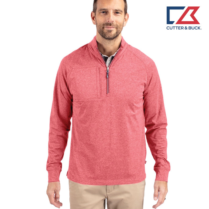 Cutter & Buck Adapt Eco Knit Heather Mens Quarter Zip Pullover