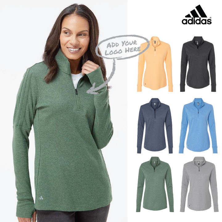 Adidas Women's 3-Stripes Quarter-Zip Sweater