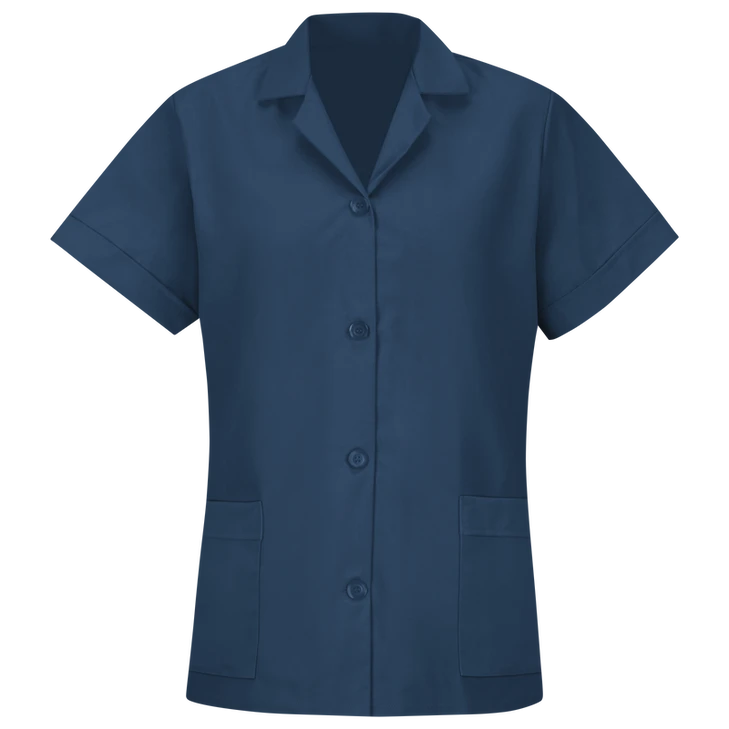 Women's Loose Fit Short Sleeve Button Smock