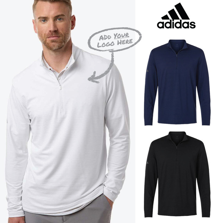 Adidas Men's Textured Stripe Quarter-Zip Pullover