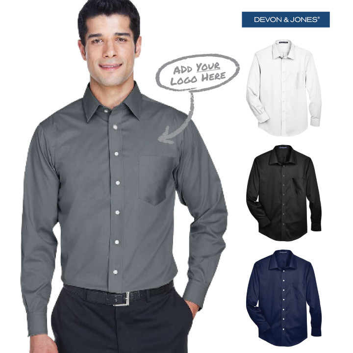Men's Crown Collection® Solid Stretch Twill Woven Dress Shirt