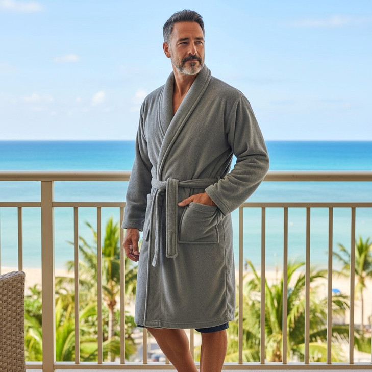 Plush Microfleece Shawl Collar Robe (Unisex)