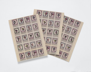 3 sheets of stickers featuring headwear from 18th century fashion plates.