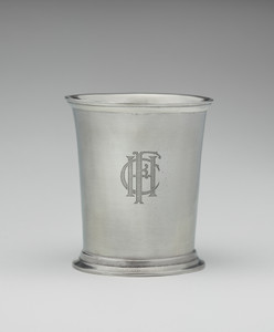 Pewter cup featuring the Frick monogram "HCF"