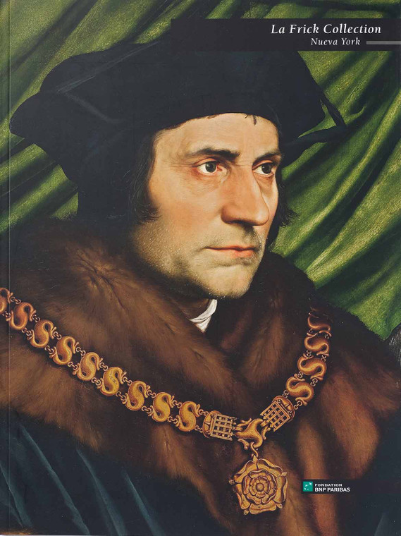 portrait of St Thomas More, stern man in big black beret, wearing fur coat and gold chain