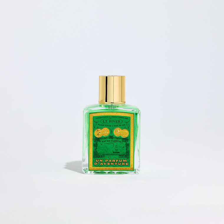 Fragrance bottle called Un Parfum d'Aventure featuring a green label.