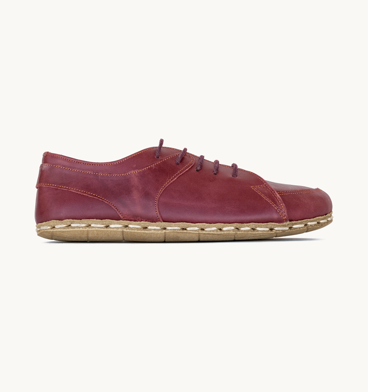 Burgundy Barefoot Leather Sneaker | Handmade