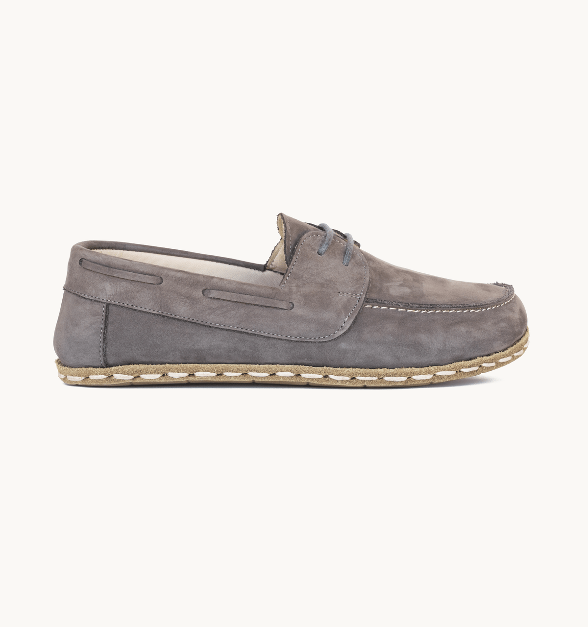 Ashen Nubuck Barefoot Leather Boat Shoe