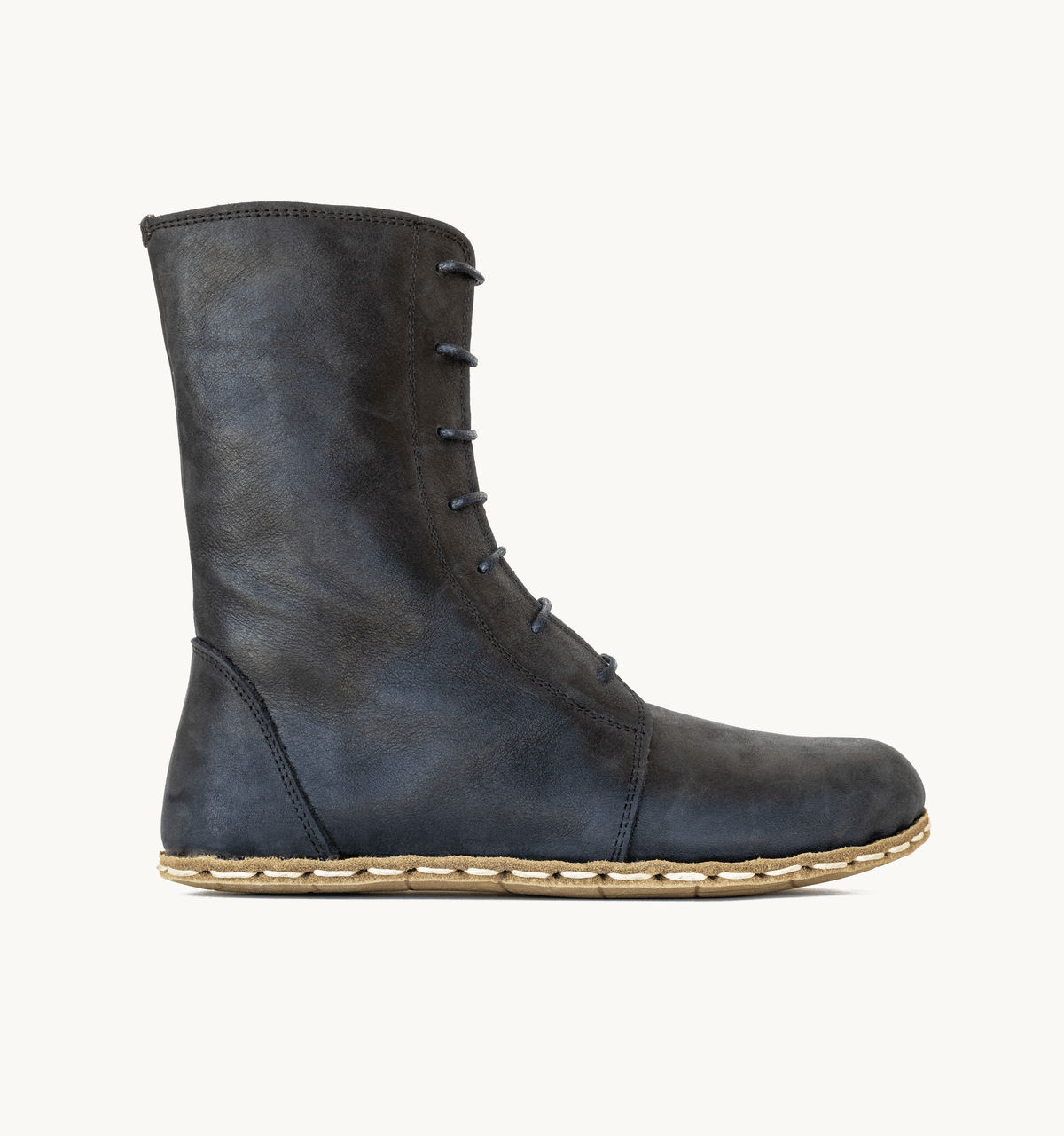Raven Black Barefoot Leather Boot | Copper Rivet