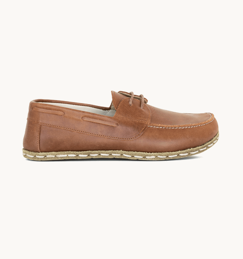 Umber Barefoot Leather Boat Shoe
