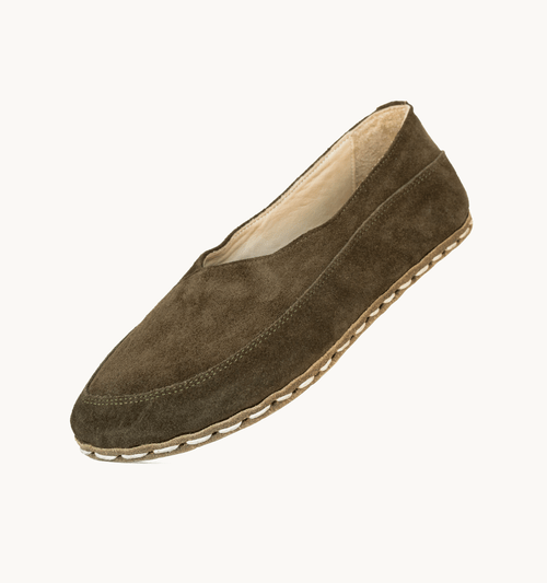 Moss Suede Barefoot Leather Flat | Copper Grounding