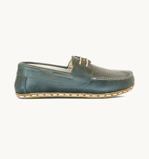 Tan Barefoot Leather Boat Shoe | Copper Grounding Rivet