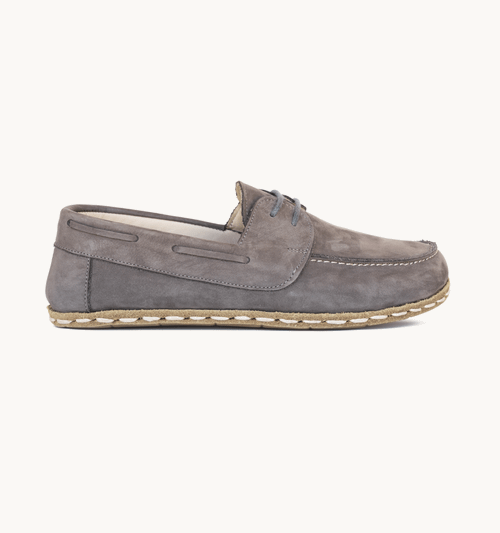 Ashen Nubuck Barefoot Leather Boat Shoe