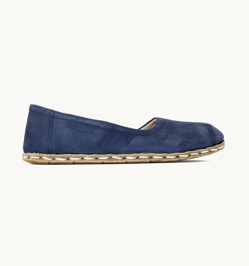 Navy Barefoot Leather Ballet Flat | Copper Rivet
