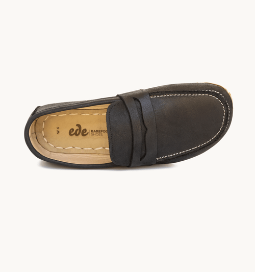 Raven Black Barefoot Leather Penny Loafer