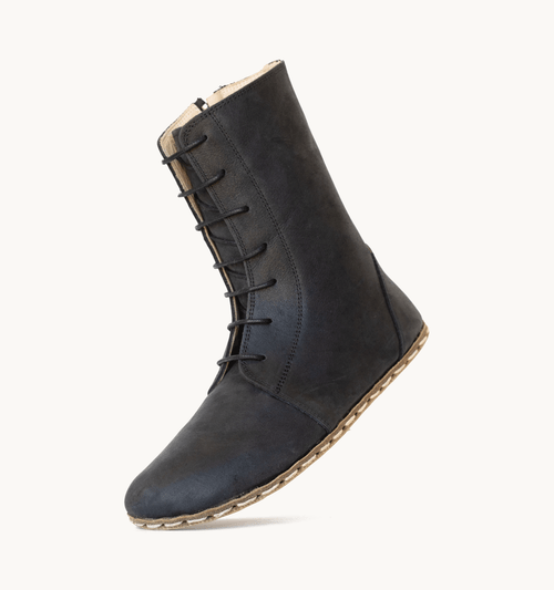 Raven Black Barefoot Leather Ankle Boot