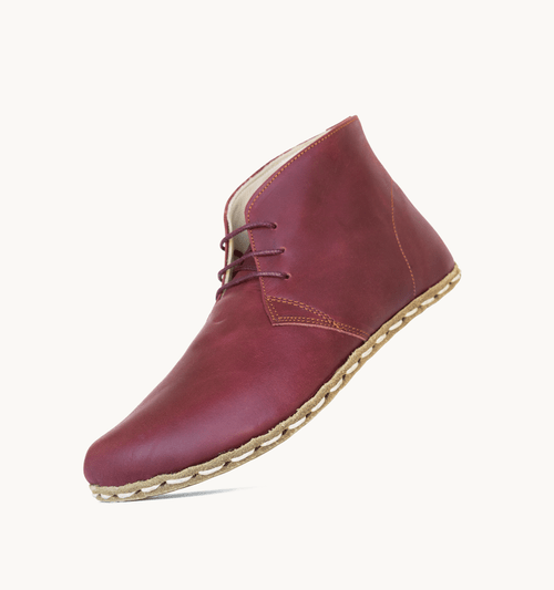 Burgundy Barefoot Leather Chukka Boot | Wide Toe Zero Drop