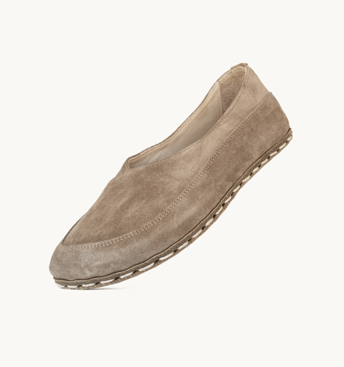 Beige Dawn Barefoot Leather Flat | Suede Wide Toe