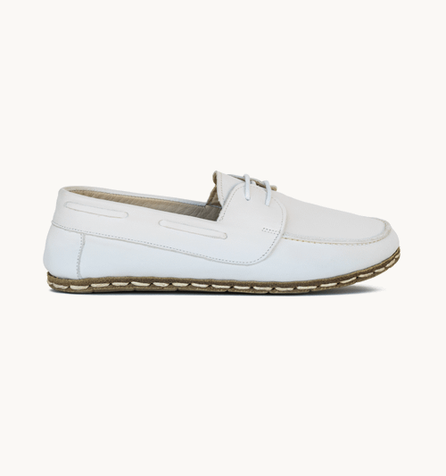 Cloud White Barefoot Leather Boat Shoe