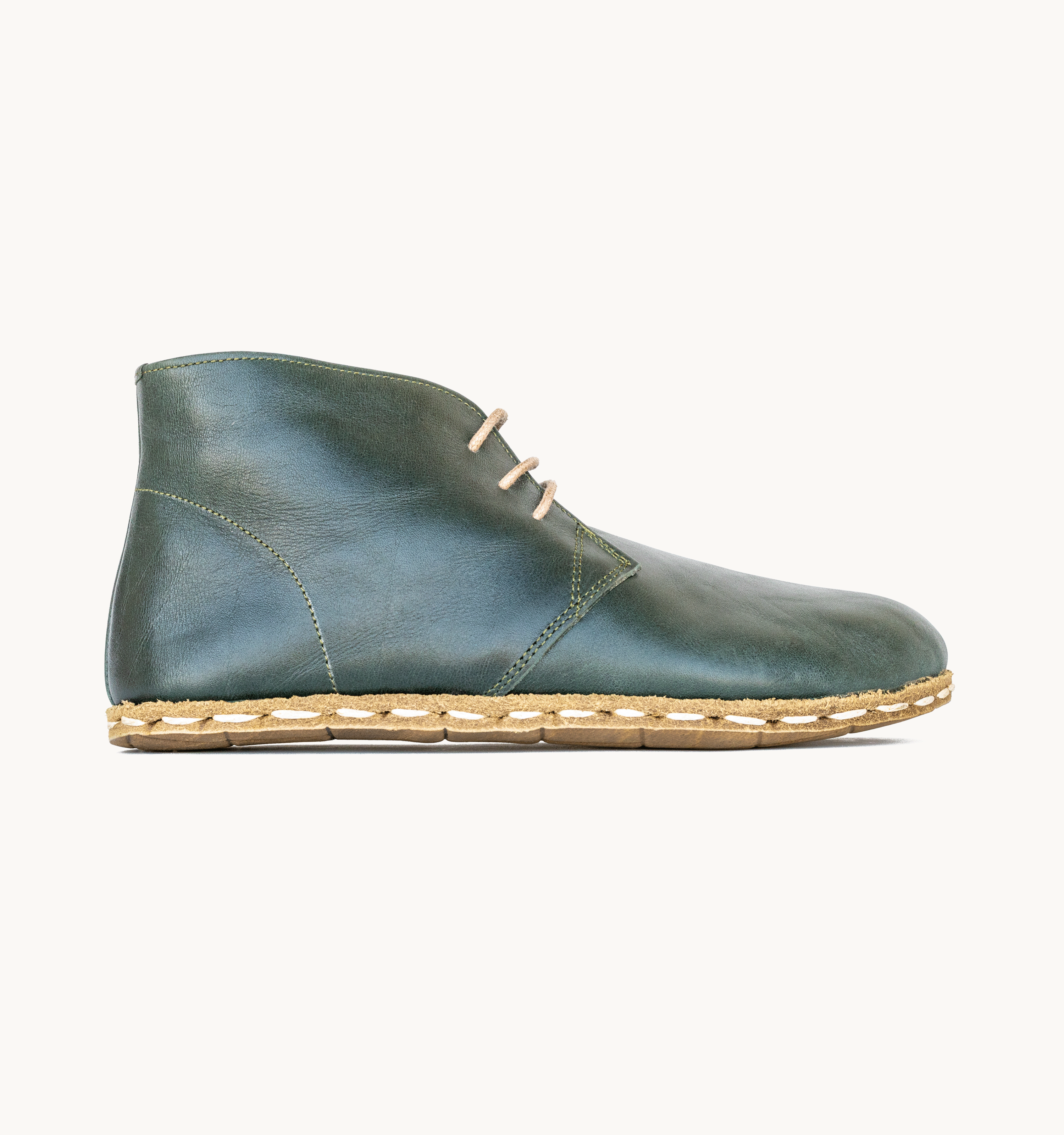 Women's barefoot leather sneakers in evergreen