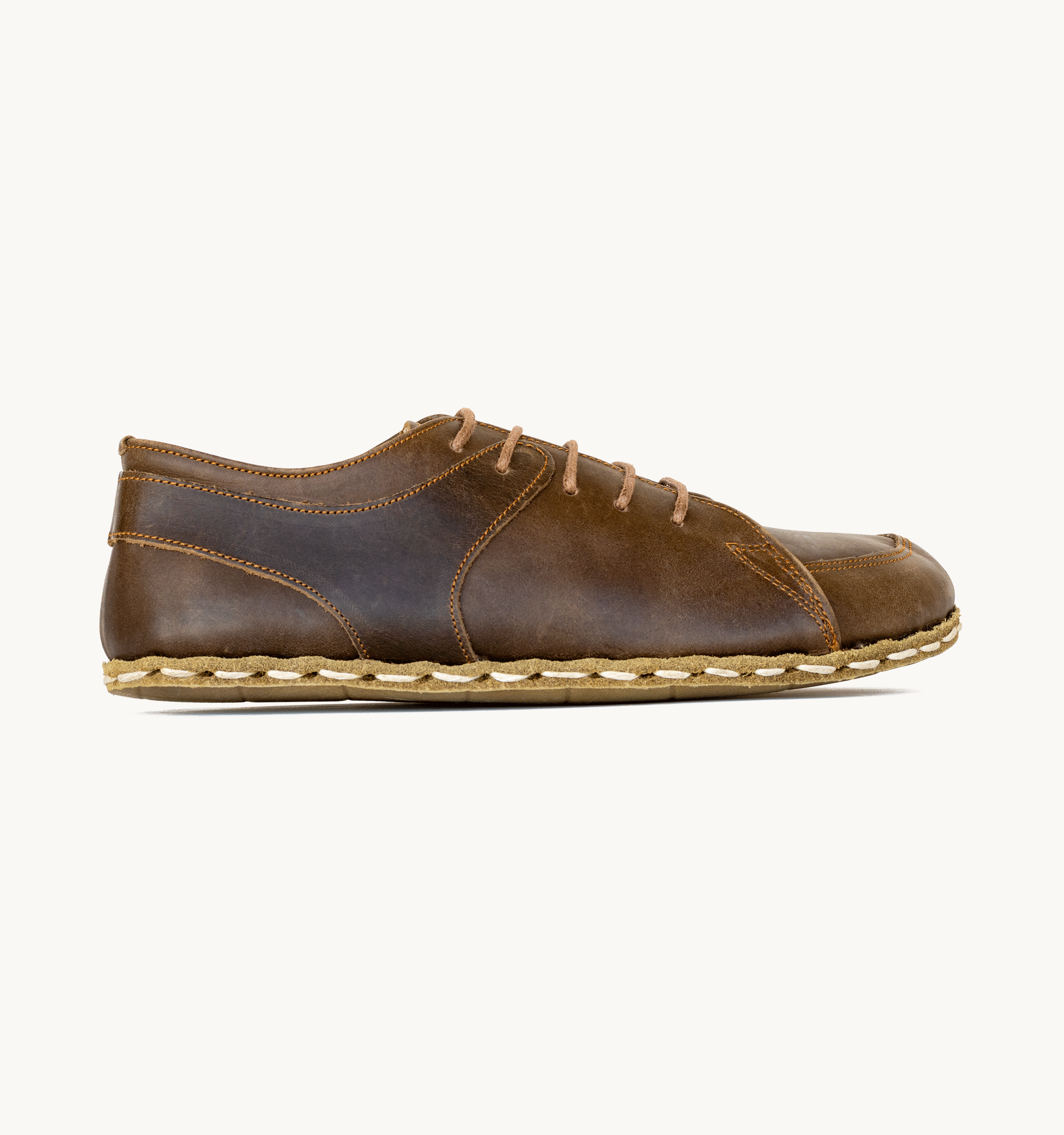 Men's barefoot leather oxford shoes in hickory
